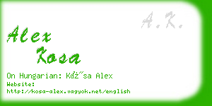 alex kosa business card